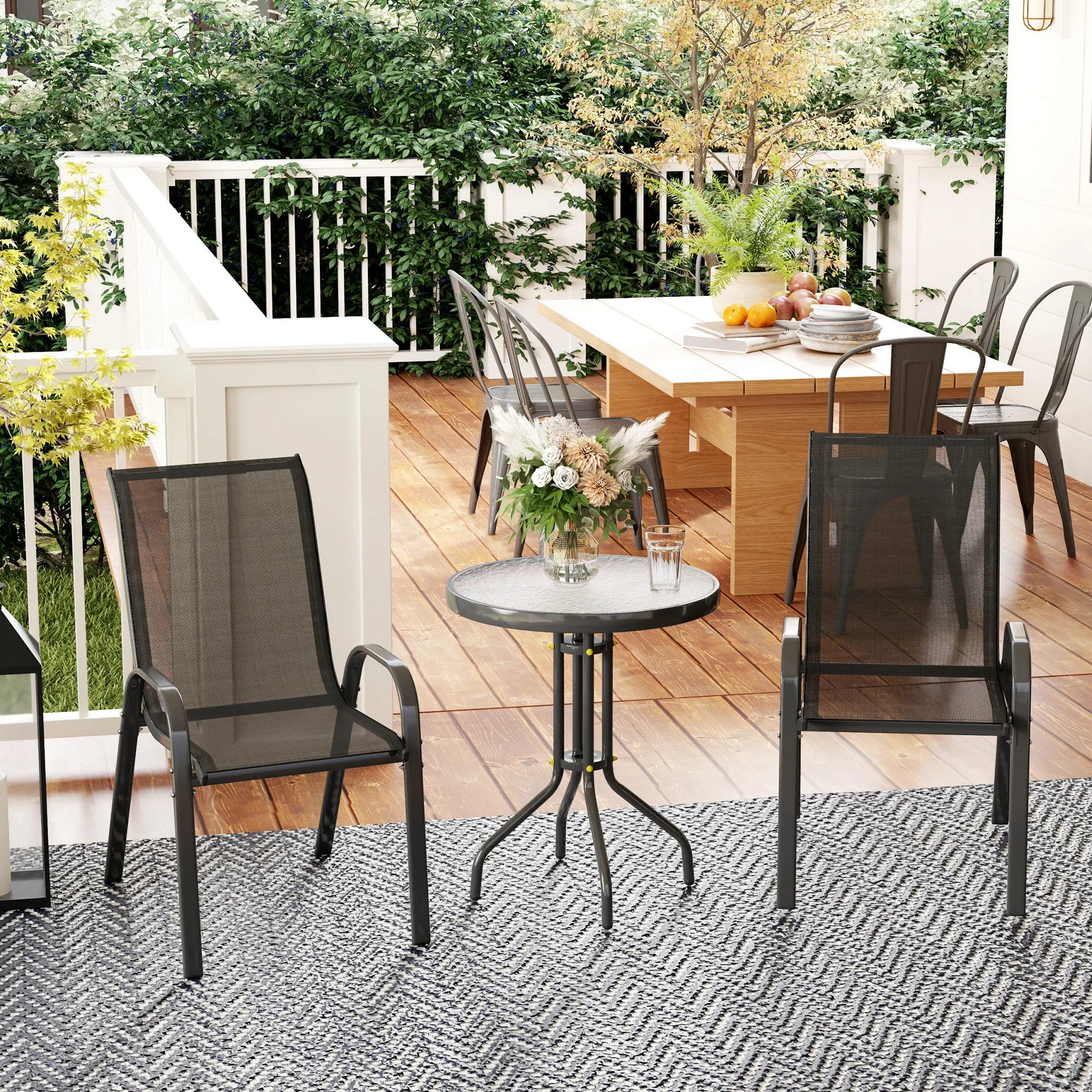 ensemble table et chaises terrasse extérieur 3 pièces - vue 3 sur 6
