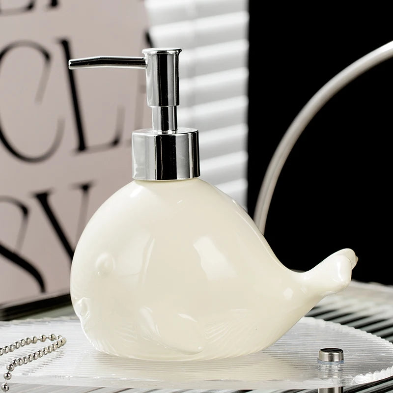 distributeur de savon en céramique décoratif moderne pour salle de bain - vue 9 sur 16