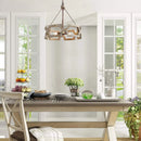 Vintage wooden chandelier for living room, bedroom, kitchen, retro farmhouse pendant light