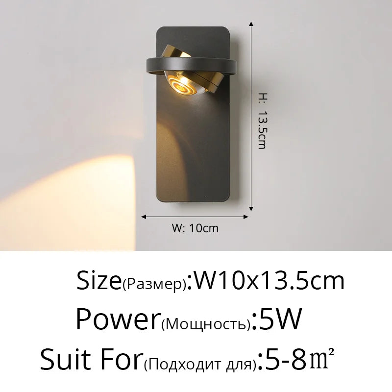 Rotatif 	 moderne applique murale LED lampes noir blanc salon TV fond applique allée lumières projecteur éclairage intérieur décor à la maison - vue 15 sur 16