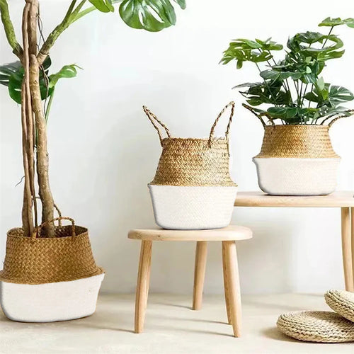 panier en osier suspendu pour rangement et décoration maison - vue 4 sur 13