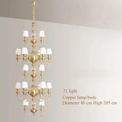 lustre en cuivre avec abat jour en verre élégant et moderne - vue 9 sur 22