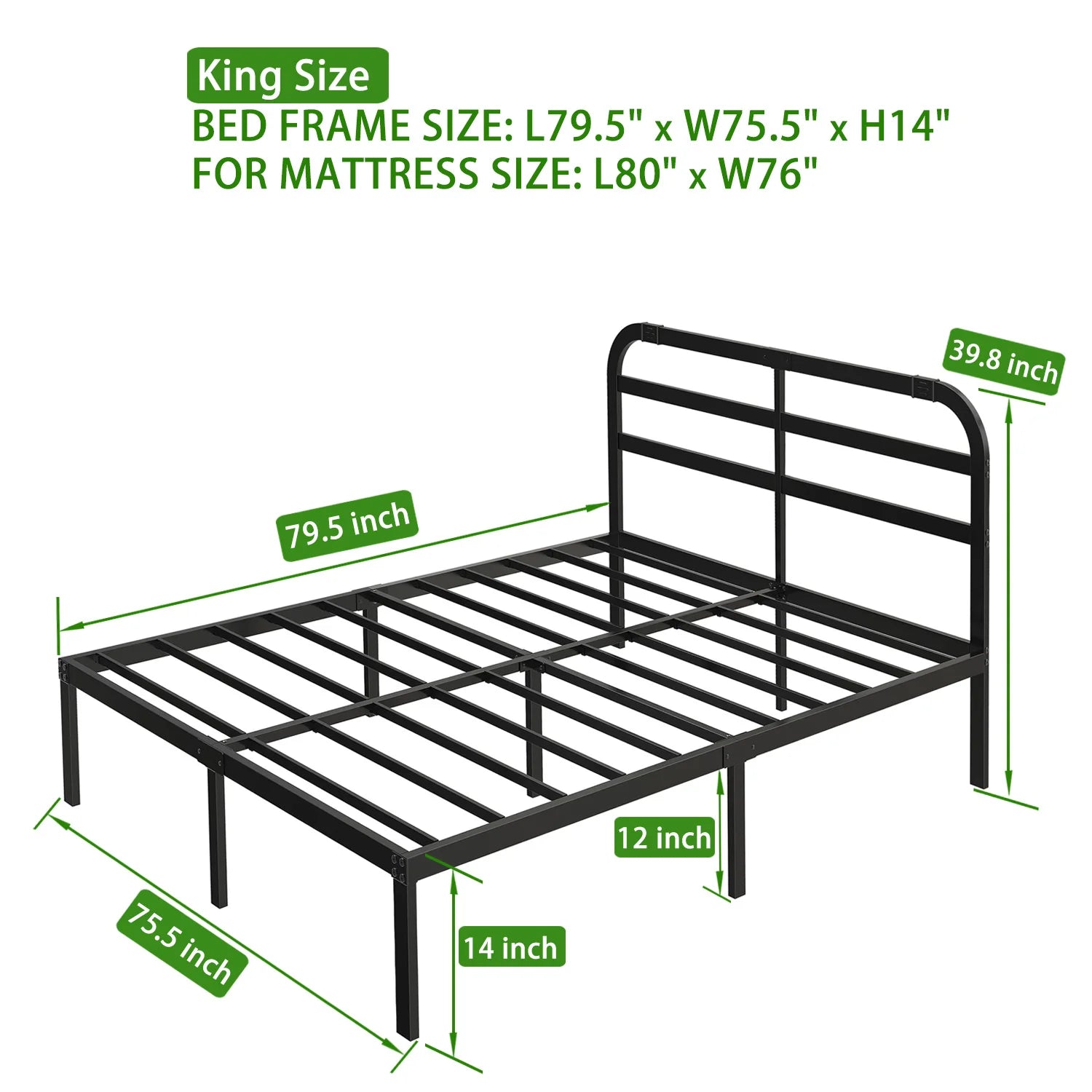 Heavy Duty Metal Bed Frame with Headboard, 3500 lbs Max Weight Capacity Metal Platform, Easy Assembly Mattress Foundation