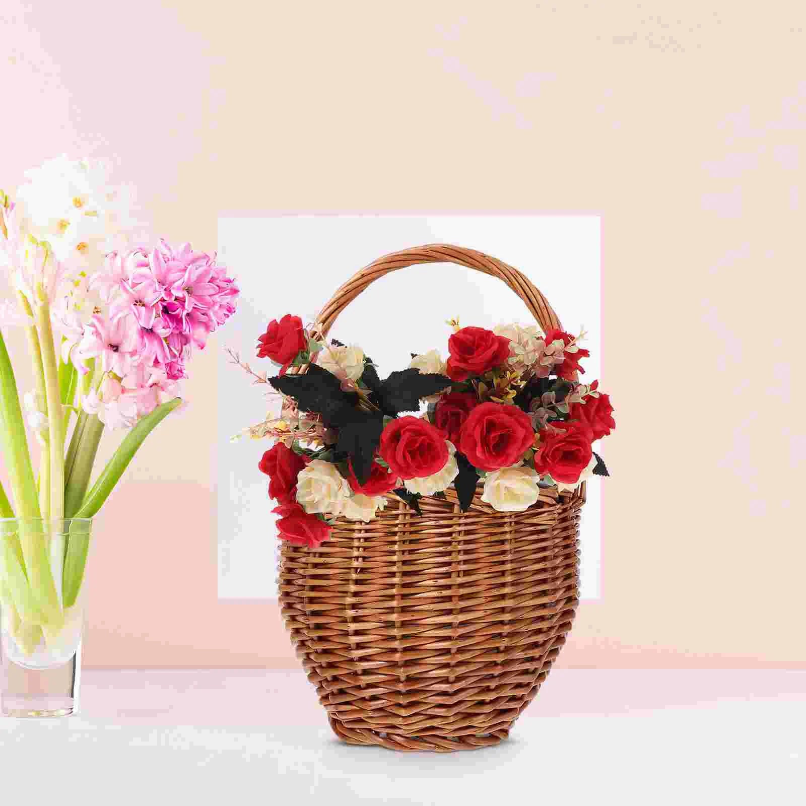 lot de 10 paniers en rotin naturel pour rangement extérieur et pique-nique - vue 8 sur 8