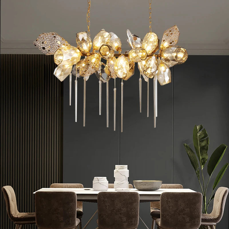 Lustre en verre post-modernes led de luxe - vue 3 sur 14