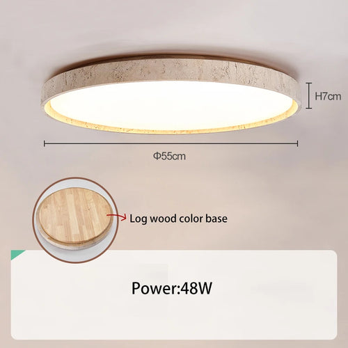 plafonnier Led en pierre Downlight monté en Surface rétro luminaires noyer bûche bois couleur chambre salon grande lumière - vue 13 sur 13