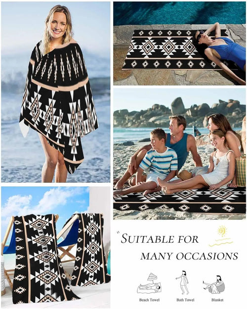 serviette de plage motifs azteques douce absorbante legere