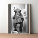 Animal On the Toilet Canvas Painting, Funny Bathroom Wall Art Pictures Prints, Black And White Animal Poster, Home Decor Murals