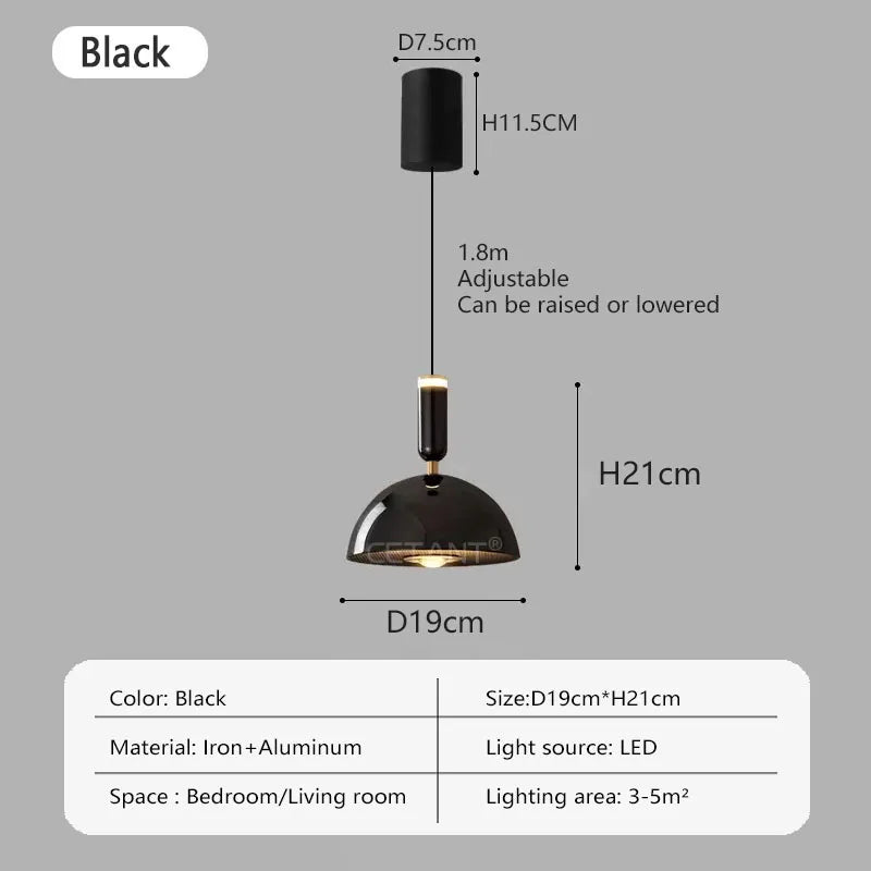 Nordic LED pendant light with adjustable height for home decoration, dining room, living room, bedroom, bedside lighting - vue 7 sur 14