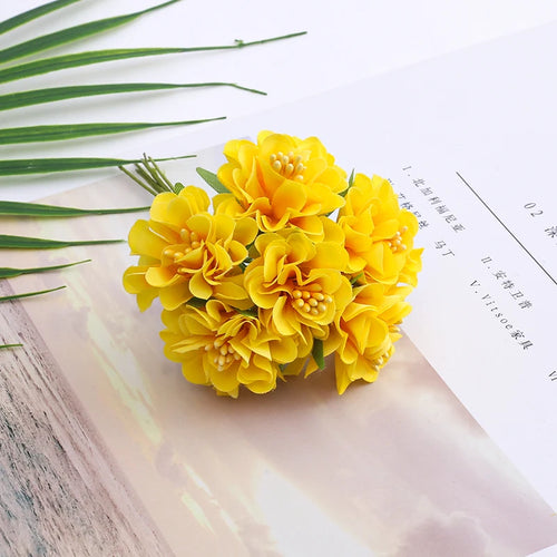 bouquet de mini fleurs d'hortensia artificielles pour décoration et bricolage - vue 9 sur 15