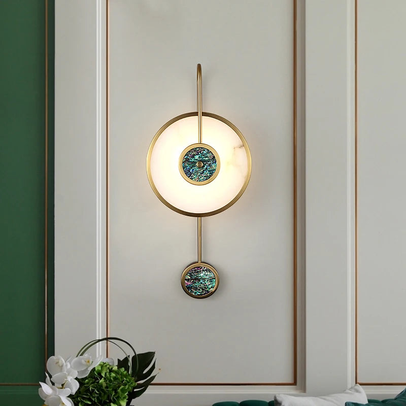 applique murale de luxe en marbre avec pierres précieuses intégrées