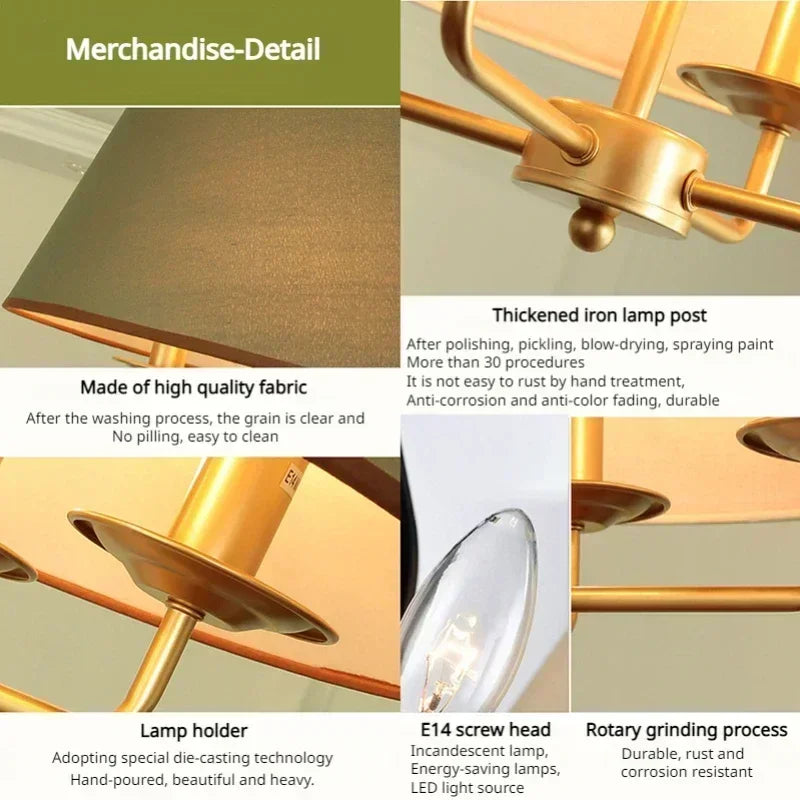 lustre moderne en tissu élégant pour décoration intérieure nordique - vue 6 sur 12