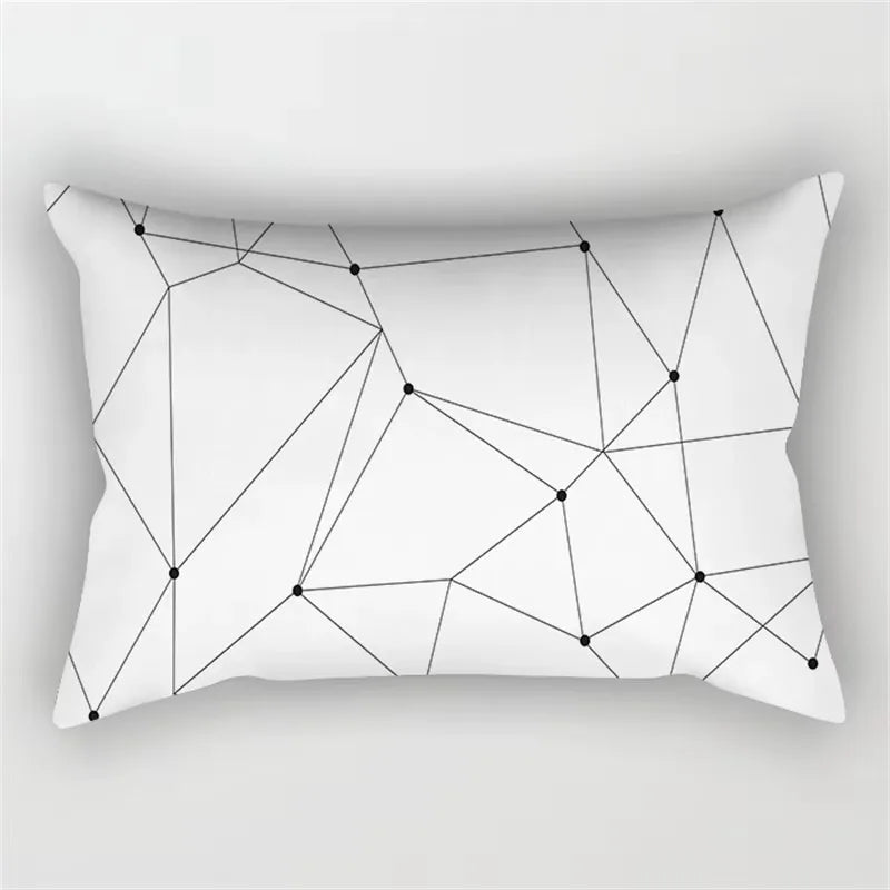 housse de coussin géométrique marbrée noir et blanc 30 x 50 cm