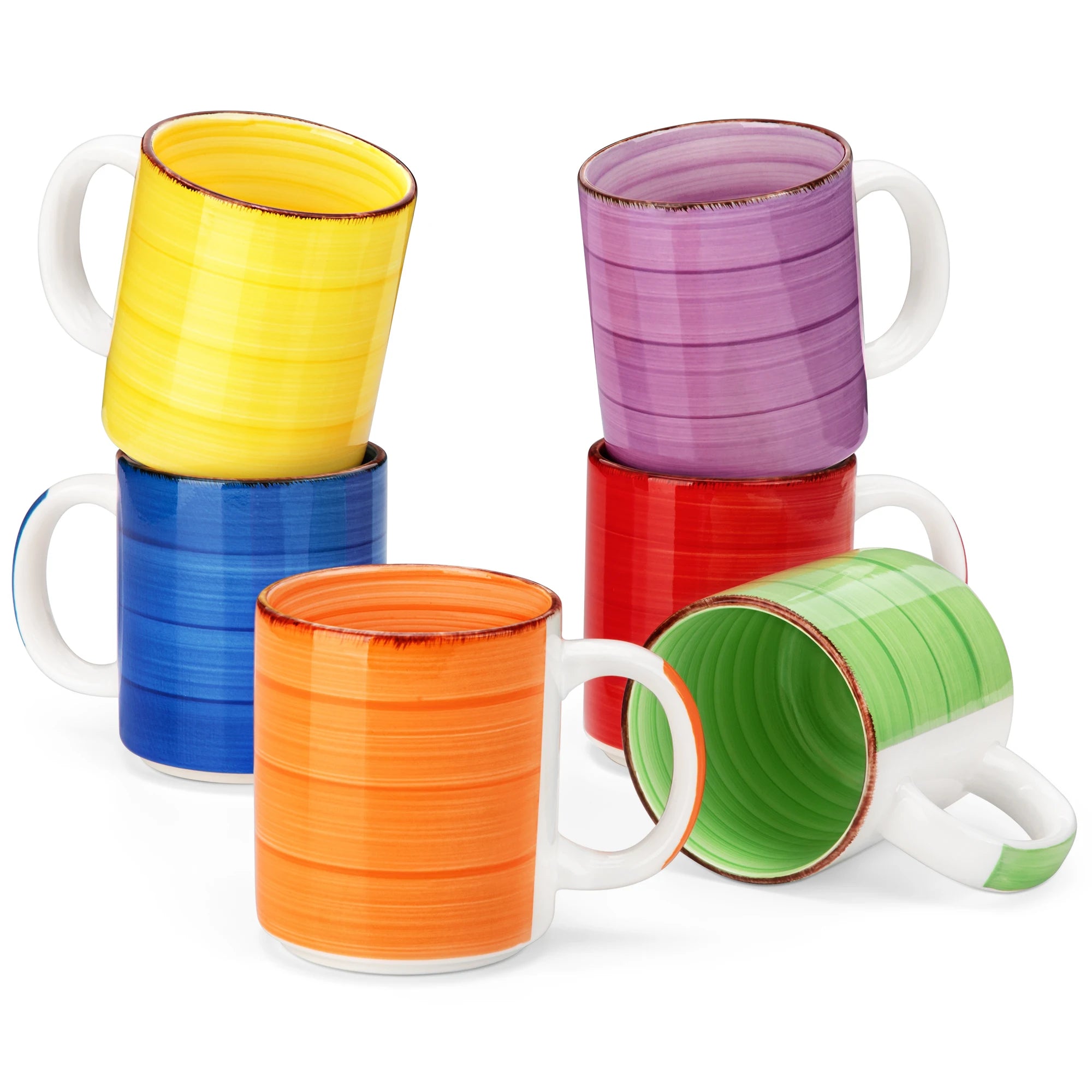 Tasses en gres grandes capacite style artisanal lot - vue 2 sur 7