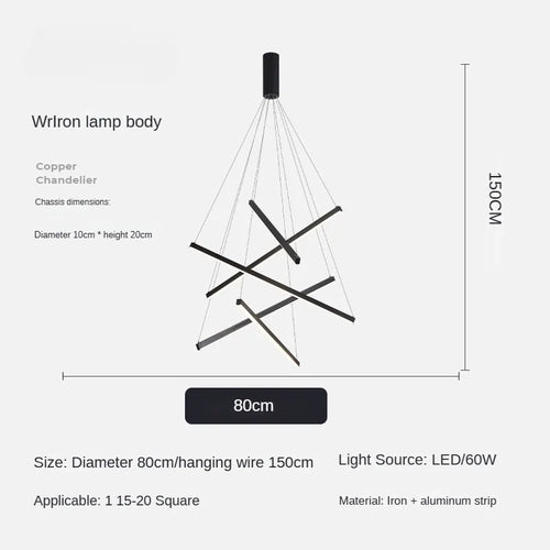 Modern Simple Design LED Ceiling Light, Penthouse Lobby Duplex Corridor Hotel Lobby Living Room Ceiling Decoration Chandelier - vue 10 sur 9