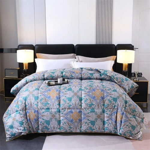 New 95 printed hotel down quilt thickened warm white goose down winter quilt , easy temperature locking - vue 2 sur 6