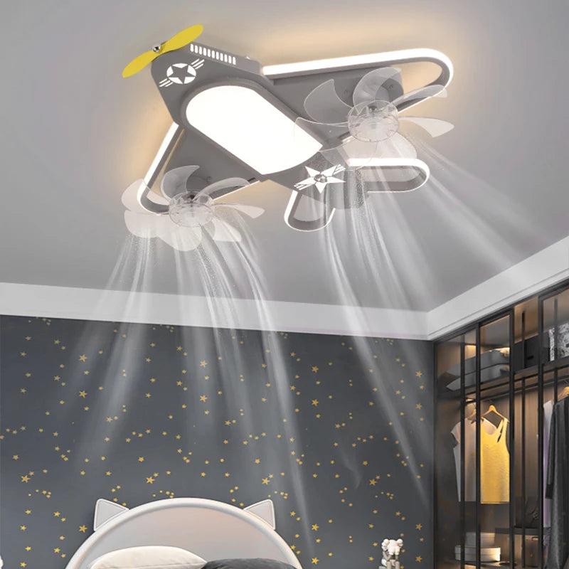 lustre avion dessin animé led pour enfants créatif - vue 6 sur 10