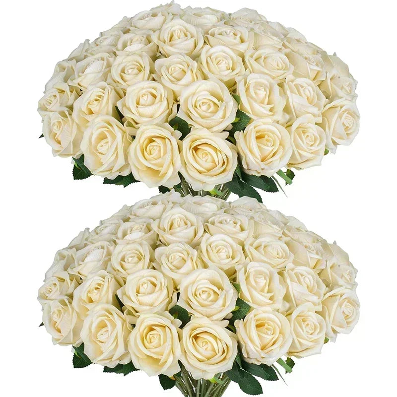 lot de 50 roses artificielles en soie pour décoration et événements festifs - vue 13 sur 24