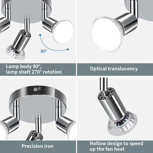 Plafonnier triple spot chrome noir brillant gu10 - vue 8 sur 8