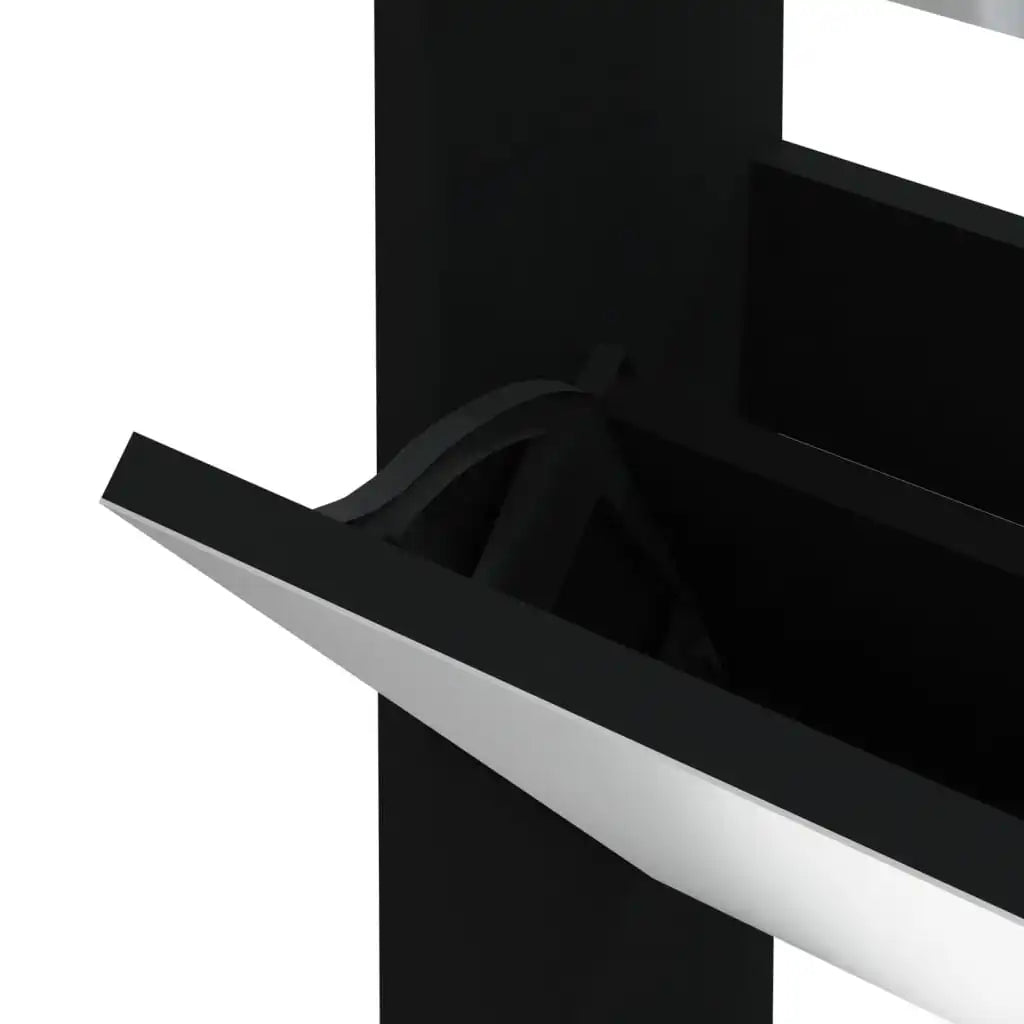 Shoe cabinet with mirror 3 levels black 63x17x102.5 cm - vue 6 sur 6