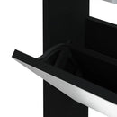 Shoe cabinet with mirror 3 levels black 63x17x102.5 cm