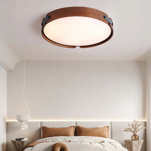 plafonnier en bois avec cuir artificiel et 3 ronds interchangeables créatif