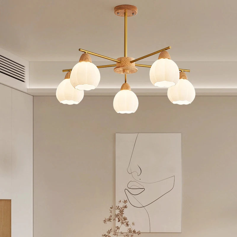 lustre en bois crème pour décoration moderne et style contemporain - vue 4 sur 10
