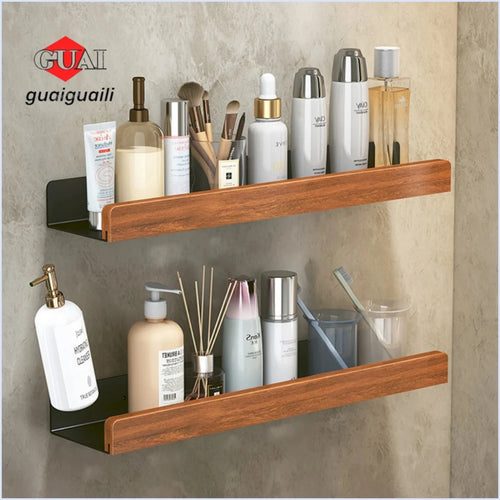 Wall-Mounted bathroom shelf，Punch Storage Holders Racks,floating shelves for wall， living room no-hole punching Storage Shelves - vue 2 sur 16