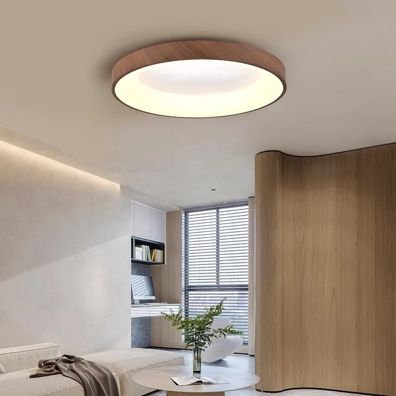 Walnut Color Water Transfer Printing, Modern Minimalist Wabi-Sabi, Ceiling Light for Living Room, Dining Room, Bedroom, Study - vue 5 sur 9