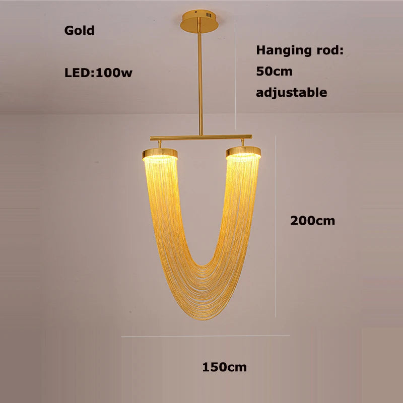 lustre art déco led dimmable en aluminium doré design élégant moderne - vue 14 sur 21