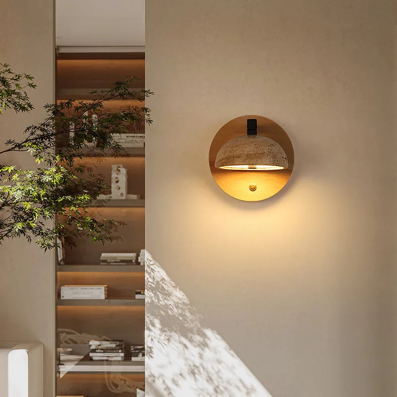 applique murale led en pierre naturelle style vintage nordique moderne - vue 4 sur 6