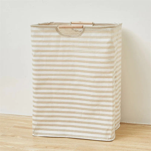 56*40*27CM Japanese Cotton Linen Dirty Clothes Basket, Folding Portable Fabric Laundry Basket，Bathroom Waterproof Storage Basket - vue 11 sur 12