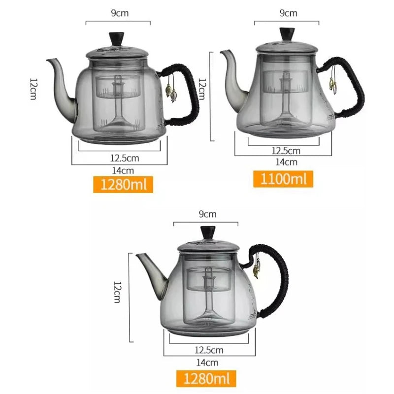 théière verre borosilicate 1 2l infuseur intégré 14x12cm - vue 6 sur 7
