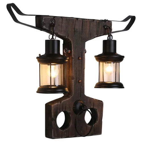 Applique murale LED industrielle rétro en bois - vue 15 sur 21