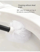 Wall-Mounted Toilet Brush Holder Set, Ceramic Base, Solid Wood, Luxury Bathroom Accessories, No Dead Corner