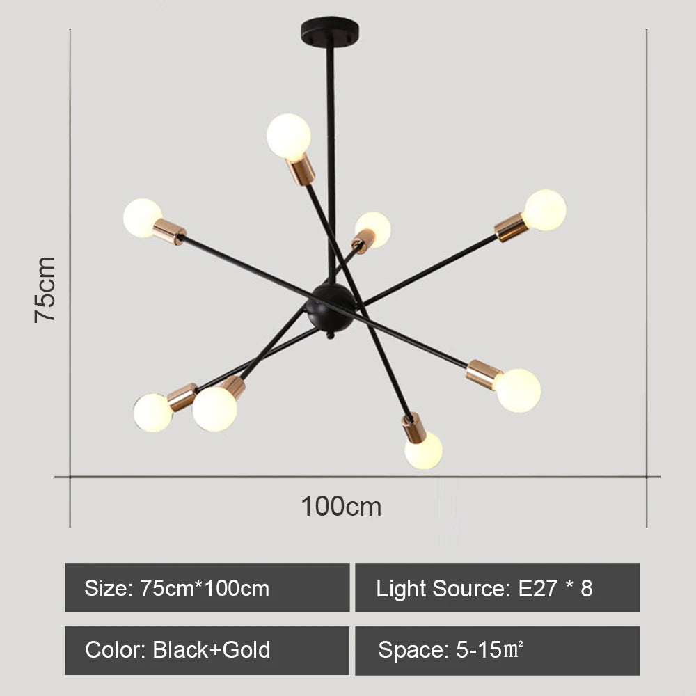 lustre moderne nordique sputnik avec éclairage led intérieur - vue 14 sur 16