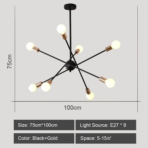lustre moderne nordique sputnik avec éclairage led intérieur - vue 15 sur 16