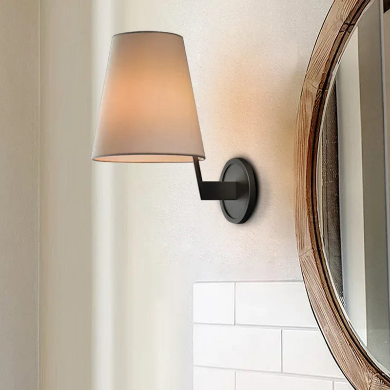 applique murale led en cuivre de luxe avec miroir tissu - vue 3 sur 8