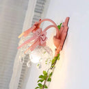 applique murale princesse en verre cristal avec nœud rose