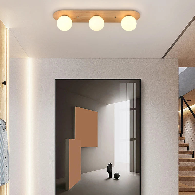 plafonnier moderne imitation bois pour espaces variés et design élégant - vue 4 sur 9