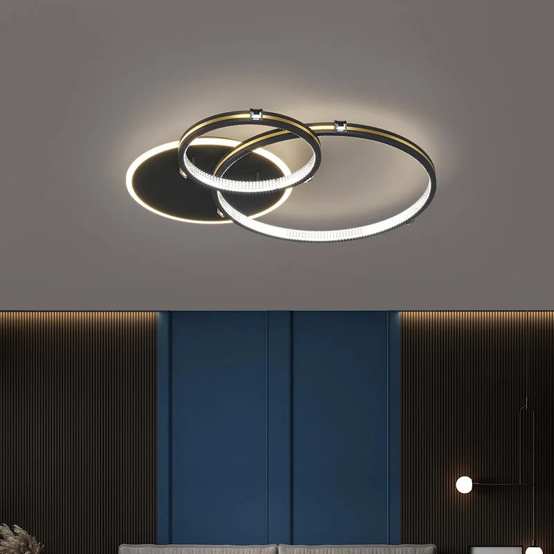 Modern minimalist gold LED ceiling light for indoor and outdoor use - vue 3 sur 10