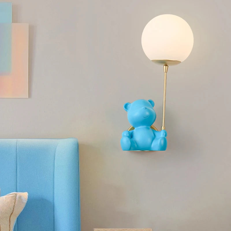 applique murale ours avec interrupteur à tirer pour enfants