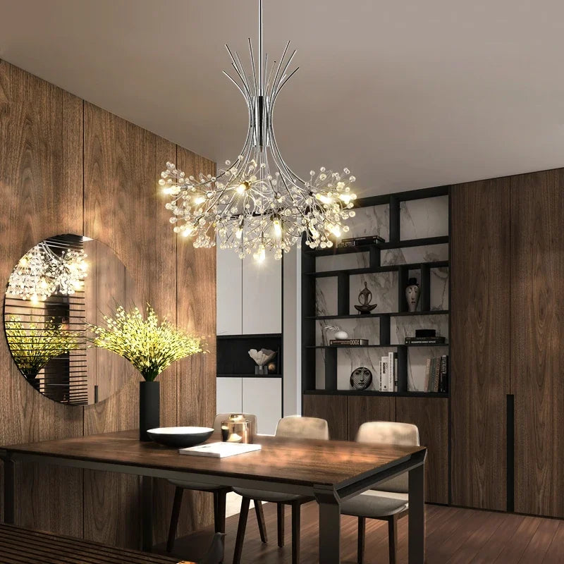 Nordic Creative Dandelion Romantic Crystal Chandelier Dining Room Bedroom Living Room Clothing Coffee Shop Luxury LED Chandelier - vue 6 sur 10