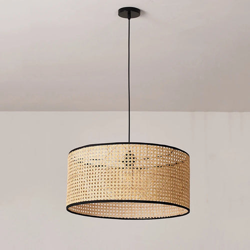 Suspension cannage Style japonais moderne lampe à main en rotin - vue 5 sur 8
