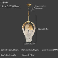 lustre à led avec pompons en cristal pour décoration intérieure