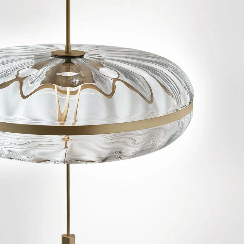 suspension luxe design post-moderne en verre ondulé pour intérieur loft - vue 6 sur 6