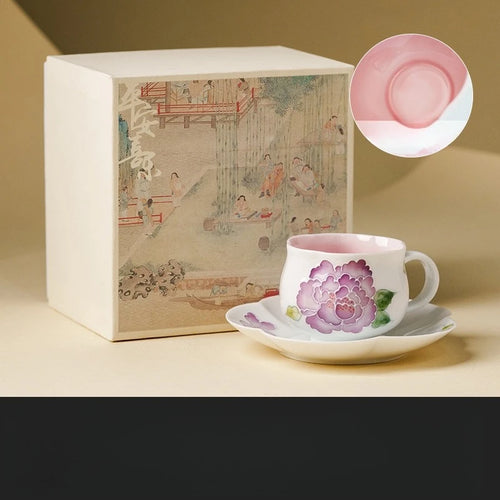 Ensemble tasse café céramique style chinois soucoupe raffinée