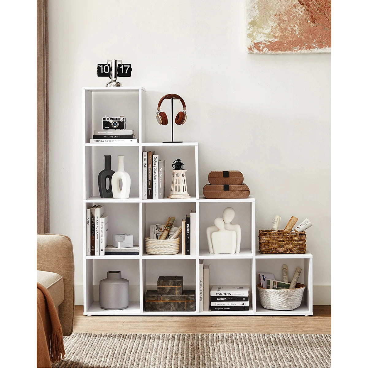 VASAGLE 10-Cube Bookcase, Bookshelf with Open Compartments, Storage Organiser for Decorations, Photos, Plants