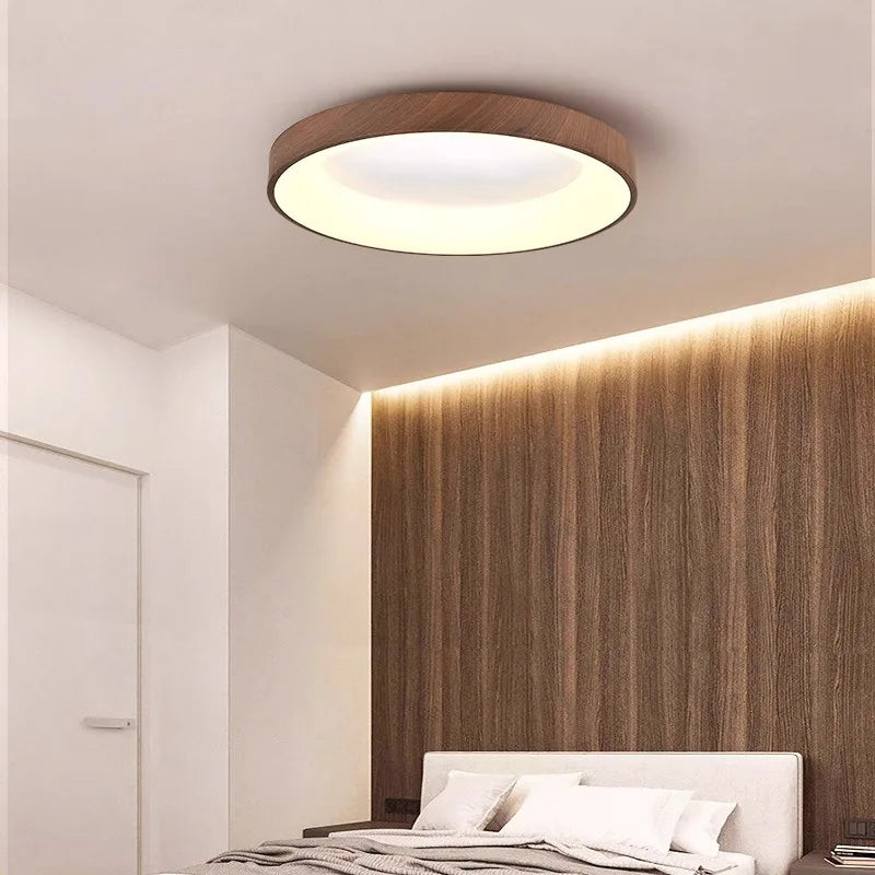 Walnut Color Water Transfer Printing, Modern Minimalist Wabi-Sabi, Ceiling Light for Living Room, Dining Room, Bedroom, Study - vue 4 sur 9