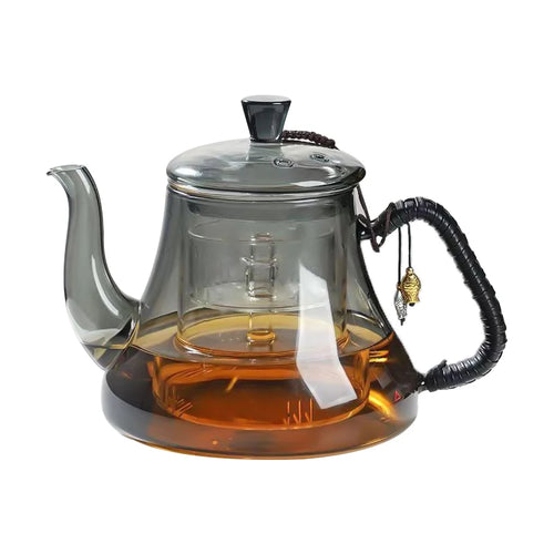 Théière en verre borosilicate 1.2l infuseur double compartiment